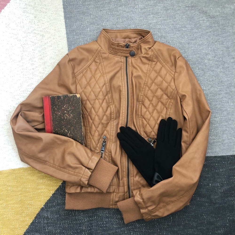 Tan faux leather jacket